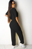 Black Fashion Sexy Patchwork Solid Straight Two-piece Pants Set