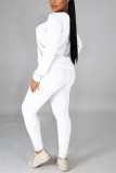 Red Casual Solid Basic O Neck Long Sleeve Two Pieces