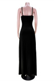 Light Green Fashion Sexy Solid Backless Slit Spaghetti Strap Sleeveless Two Pieces