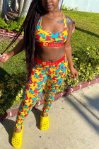 Colorful Fashion Sexy Printed Vest Trousers Set