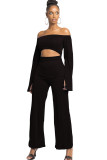 White Sexy Patchwork Solid Ruffled Long Sleeve one word collar Jumpsuits