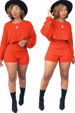 Green Wool Europe and America Solid Two Piece Suits pencil Long Sleeve Two-Piece Short Set