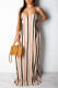 Stripe Casual Off The Shoulder Sleeveless Slip Swagger Floor-Length Print Patchwork