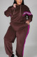 Coffee Casual Solid Hooded Collar Plus Size 