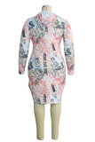 Decorative pattern Street hooded Letter Print Plus Size