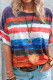 Red Fashion Casual Gradual Change Patchwork O Neck T-Shirts