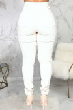 White Broken Holes Denim
