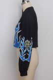 White O Neck Long Sleeve Letter Long Sleeve Tops