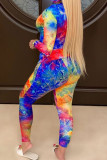 Green Fashion Sexy Adult Print Patchwork Tie-dye O Neck Long Sleeve Regular Sleeve Regular Two Pieces