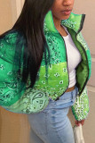 Green Fashion Casual Print Cardigan Outerwear（Batch Printing，Irregular Printing）