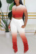 Red Fashion Sexy adult Ma'am Solid Gradient Two Piece Suits pencil Short Sleeve Two Pieces