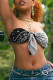Black Street Print Bandage Patchwork Strapless Tops