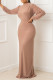 Red Bean Powder Fashion Casual Solid Basic O Neck Long Sleeve Dresses