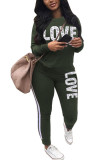Pink Casual Striped Patchwork Solid pencil Long Sleeve Two Pieces