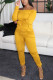 Yellow Fashion Casual Solid Basic Bateau Neck Straight Jumpsuits