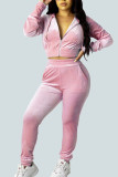 White Sexy Gradual Change Solid Patchwork Hooded Collar Long Sleeve Regular Sleeve Short Two Pieces