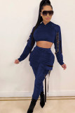Red Casual Solid Patchwork Two Piece Suits pencil Long Sleeve