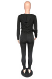 Army Green Fashion adult Active Casual Lightly cooked Zippered Two Piece Suits pencil Long Sleeve