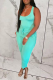 Blue Casual Solid Patchwork U Neck Sleeveless Two Pieces