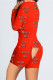 Red Casual Living Print Basic V Neck Regular Romper