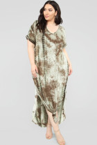 Khaki Sexy O Neck Print Tie Dye