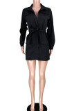 White Turndown Collar Zippered Bandage Solid Pure Long Sleeve Coats & Cardigan