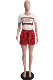 Yellow Fashion Casual Sexy Print Patchwork bow-knot Straight Short Sleeve