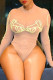 Apricot Fashion Sexy Embroidery Long Sleeve Swimwears