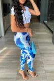 Fuchsia Sexy Print Patchwork Skinny High Waist Pencil Full Print Bottoms