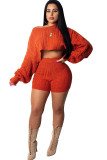 Green Wool Europe and America Solid Two Piece Suits pencil Long Sleeve Two-Piece Short Set