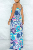 Colour Elegant Print Bandage Patchwork Spaghetti Strap Sling Dress Dresses