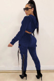 Red Casual Solid Patchwork Two Piece Suits pencil Long Sleeve