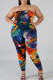 Multi-color Fashion Sexy adult O Neck Patchwork Print Two Piece Suits Stitching Plus Size