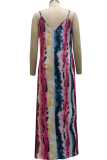 Multicolor Casual Print Patchwork Spaghetti Strap Straight Dresses