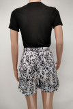 Green Casual Print Patchwork O Neck Short Sleeve Two Pieces