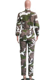 Camouflage Casual Print Long Sleeve Turndown Collar