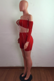 Grey Street Solid Bandage Strapless Long Sleeve Two Pieces