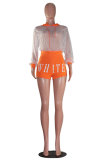 White Fashion adult Street Letter Patchwork Print Solid perspective Two Piece Suits Straight Long Sleeve Two Pieces
