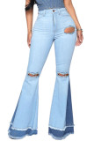 Light Blue Broken Holes Denim