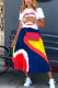 Blue Fashion Casual adult Patchwork Print Two Piece Suits Lips Print Loose Short Sleeve Two Pieces