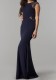 Navy Sexy & Club O-Neck Sleeveless Long Club Dresses