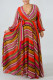 Tangerine Elegant Print Bandage Patchwork V Neck Printed Dress Dresses