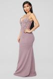 Black Sexy Fashion Spaghetti Strap Sleeveless Slip A-Line Floor-Length Patchwork Mesh lace persp