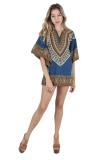 Black Fashion adult Sexy Bat sleeve Half Sleeves O neck Swagger Mini Patchwork Print