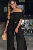 Black Casual Fashion asymmetrical Bandage Solid crop top Straight Loose