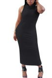 Black Fashion Sexy Red Black Pink purple Off The Shoulder Sleeveless O neck Step Skirt Ankle-Length Solid Dresses