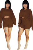 Green Wool Europe and America Solid Two Piece Suits pencil Long Sleeve Two-Piece Short Set