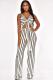 Black Fashion Sexy bandage Asymmetrical Hollow Striped Sleeveless Slip Jumpsuits