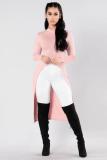 Orange O Neck Long Sleeve Split Solid