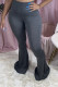 Dark Gray Elastic Fly Mid Solid Boot Cut Pants Bottoms